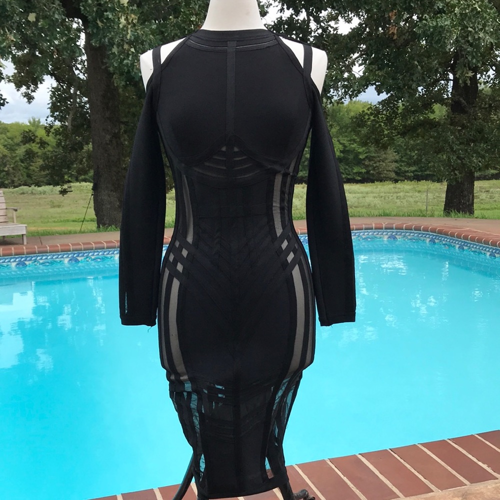 House of London Sexy MIDI Black Dress Medium